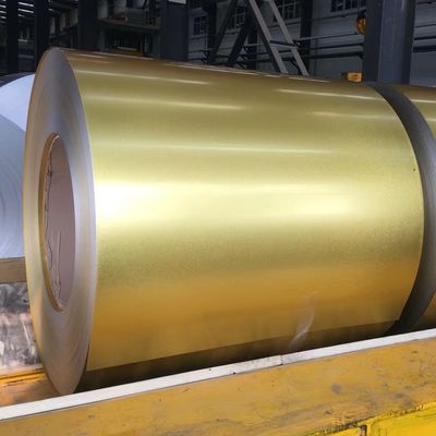 Color dorado Impresión antifingera AFP AZ70 GL Valor de gal 55% ALU-ZINC bobinas de acero cromadas 6+ spangle regular g550