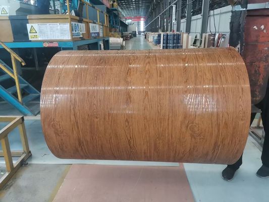 Capa de techo de pared de PVDF de bobina de aluminio 3003H24 H26 bobina de color de impresión de madera de grano de 50 años de garantía bobina recubierta de color