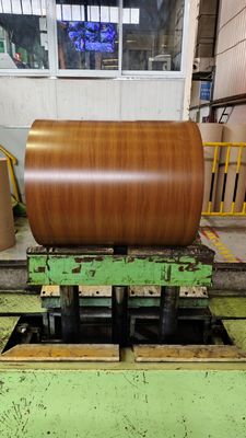 Color de nuez PPGL HDP Grano de madera 30 años de garantía AZ165 Galvalume bobina de acero Printech bobina recubierta de color ASTM A755 A653M
